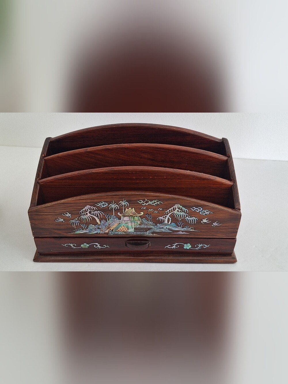 Letter HolderVarnished wooden desk organizer